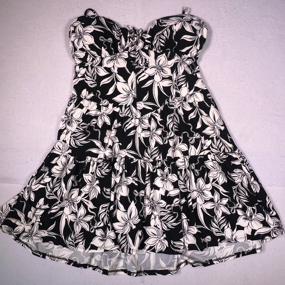 No Boundaries Floral Mini Dress Womens L Black White Excellent